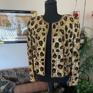 FULLY SEQUINCED LEOPARD PRINT JACKET